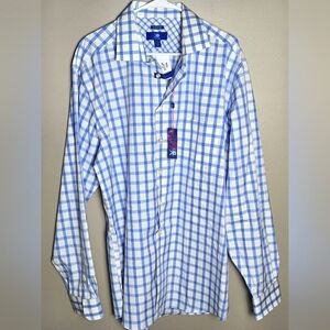 NWT Men's Egara 100% Cotton Plaid Button Down Long Sleeve Shirt, Size 2XLT